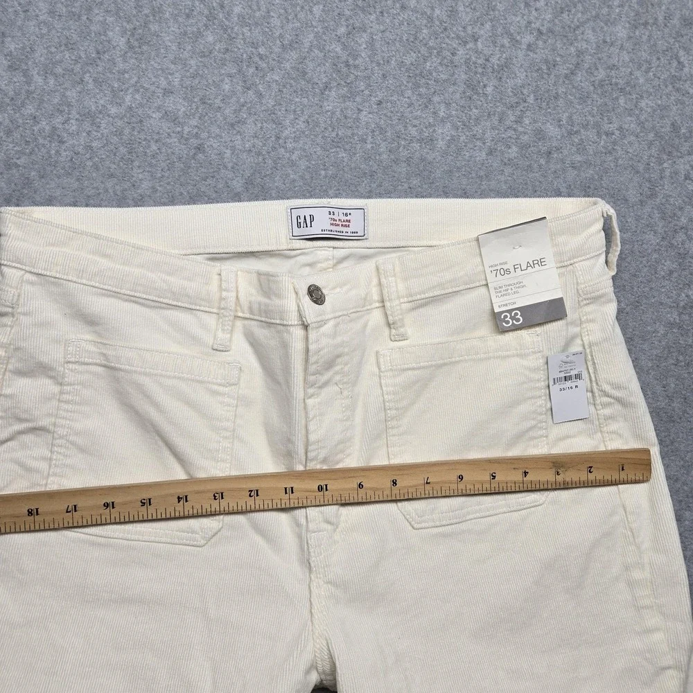 GAP Pants Womens 16R 33 White 70s‎ Flare High Rise Corduroy Stretch Pockets